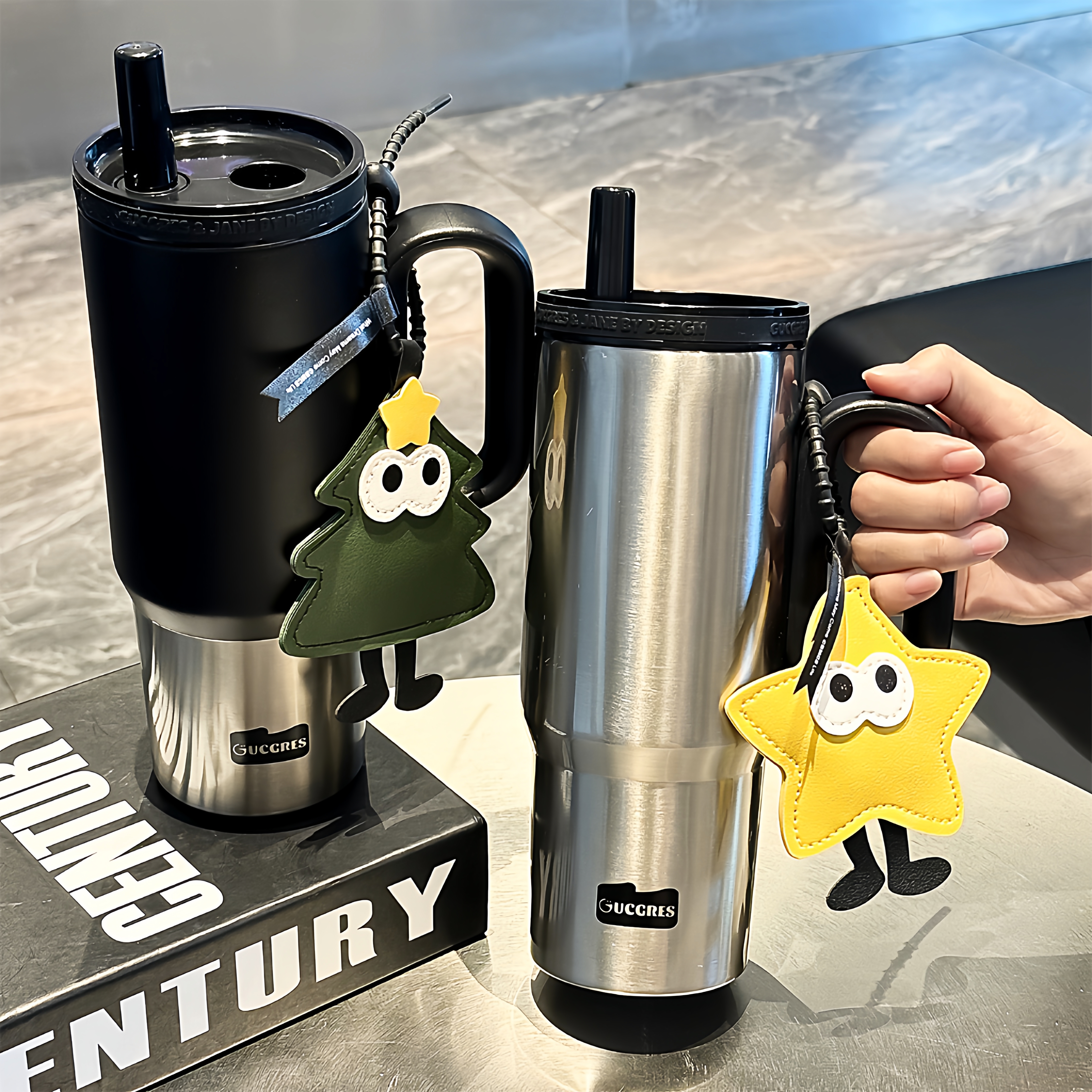 高颜值保温杯女生316不锈钢杯子大容量冰霸杯便携车载吸管水杯男