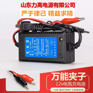 蓄电池电瓶充电器12V电流1 20A鳄鱼夹子充满自停红绿指示12伏家用