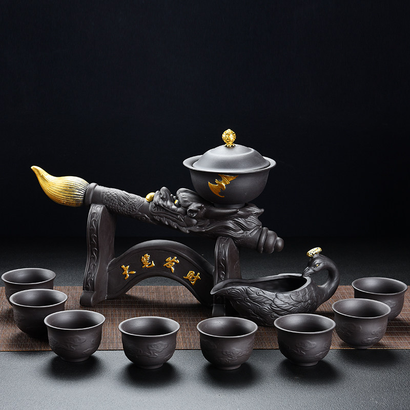 紫砂半自动茶具套装家用客厅会客陶瓷功夫茶杯整套懒人泡茶器高档