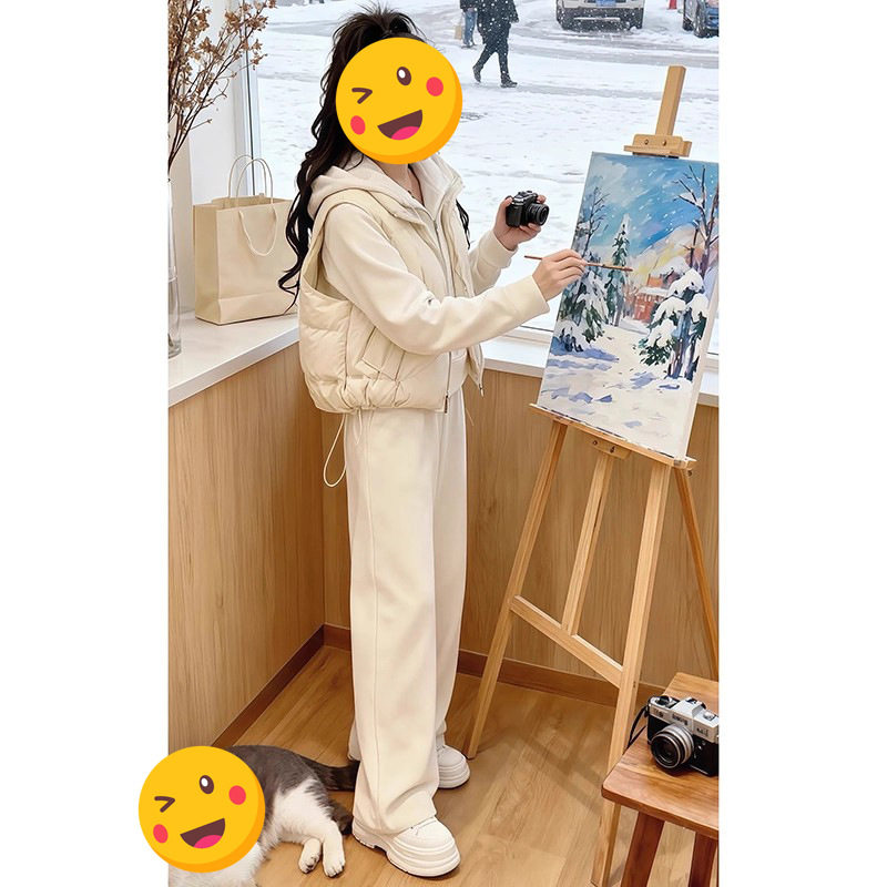 声雨竹2026秋季新款时尚显瘦气质网红高档套装女百搭宽松大码加绒