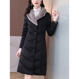 声雨竹冬装中长款黑色保暖棉衣外套女秋冬2026新款时尚冬季加厚棉