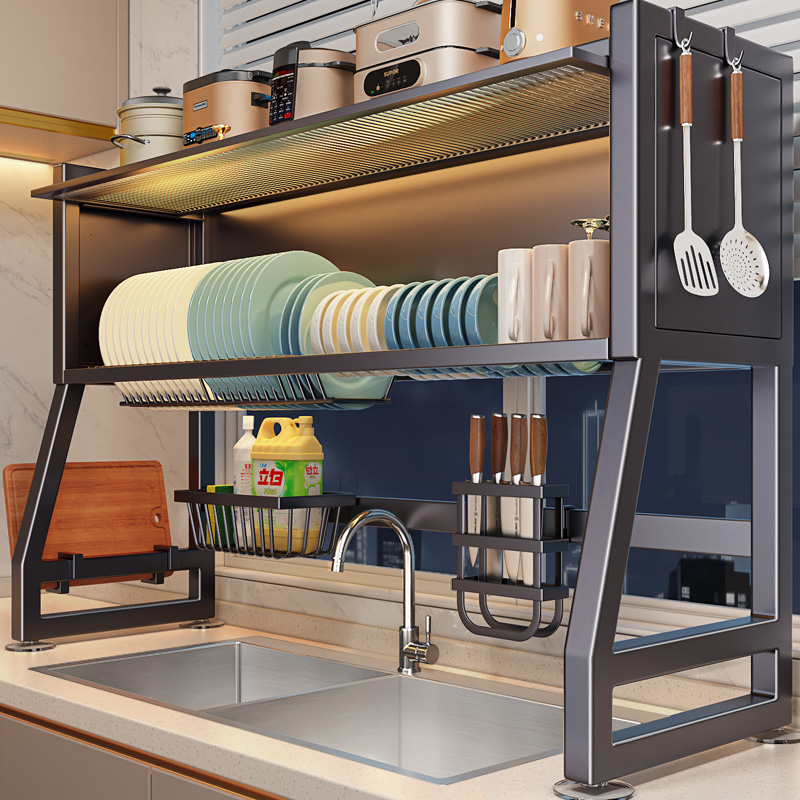 碳钢水槽碗碟置物架防尘带柜门