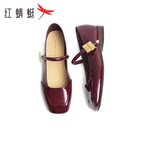 红蜻蜓平底玛丽珍鞋女鞋