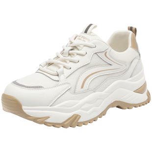 红蜻蜓女鞋春秋新款时尚撞色拼色休闲鞋女厚底增高百搭老爹鞋女