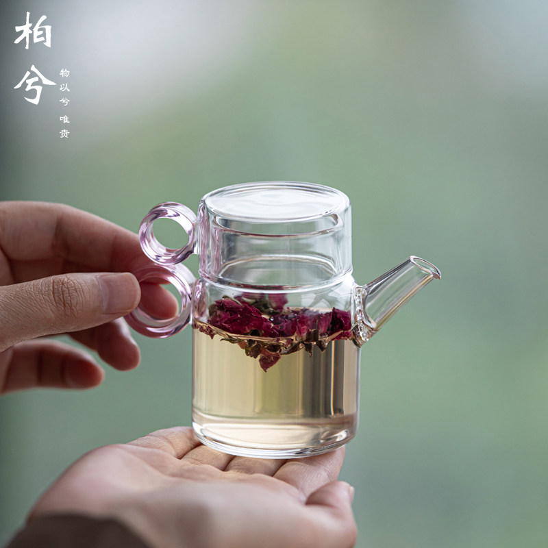 茶具一人饮玻璃指环壶多孔过滤泡茶壶高颜值女士一壶一杯功夫茶具