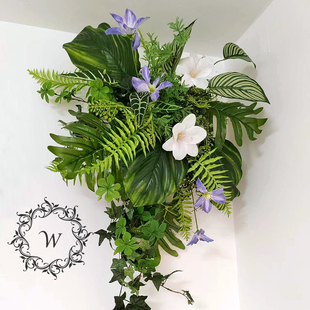 仿真花艺遮下水管遮挡空调管道吊顶装饰仿真玫瑰花藤假花藤条绿植