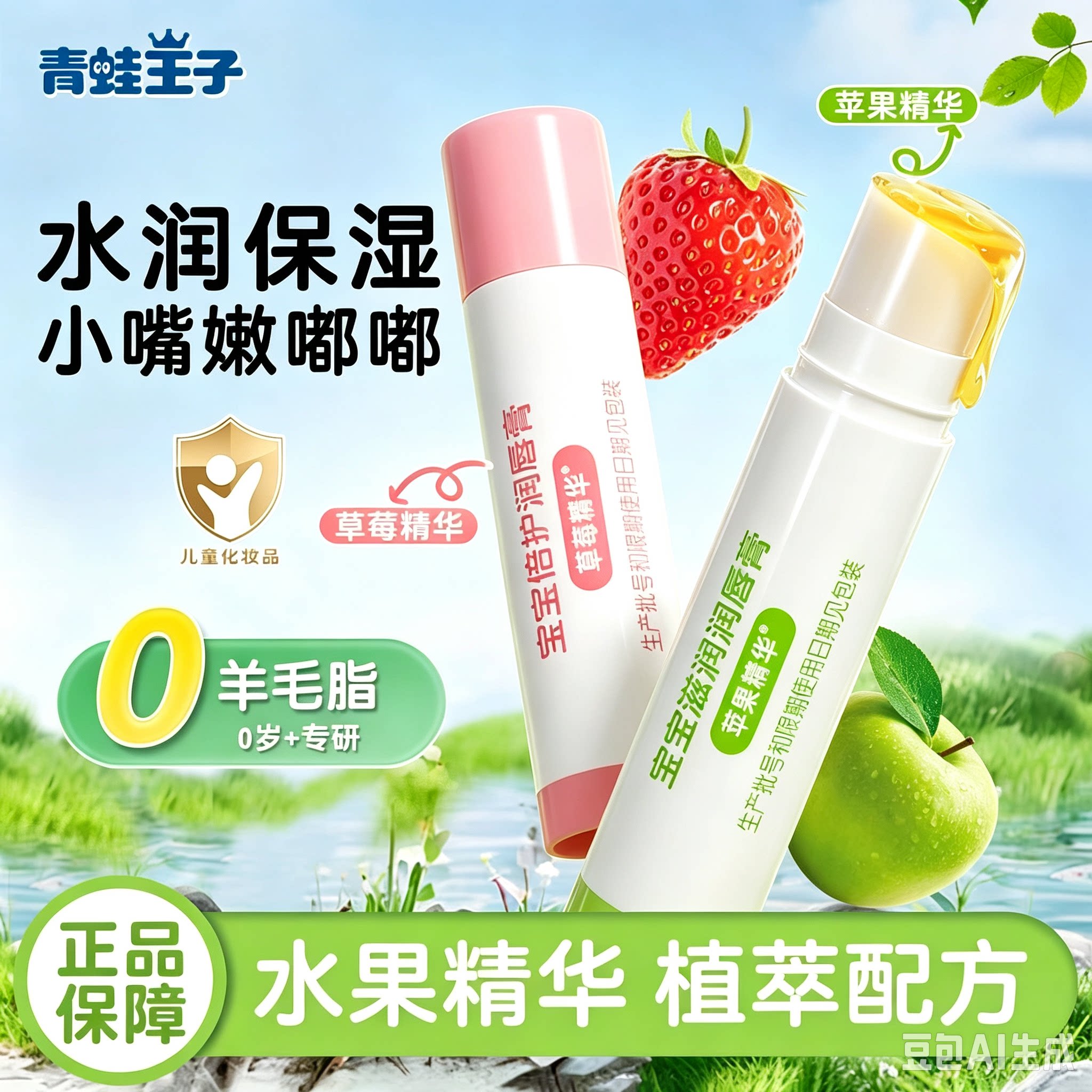 青蛙王子4g宝宝润唇膏草莓苹果保湿儿童男女孩润泽护唇膏官方正品