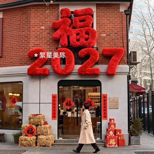 2027新年福字毛绒挂件商业美陈