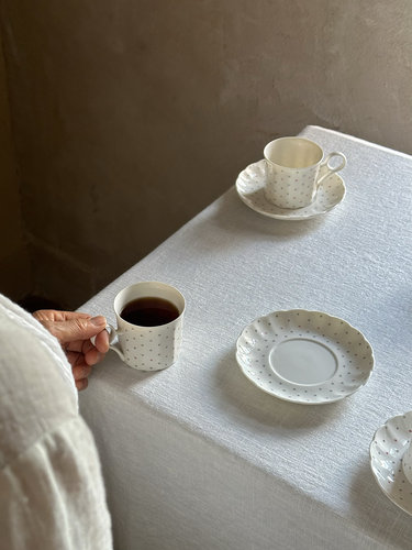 NfT 日本中古骨瓷咖啡杯碟 桃山瓷器森系复古波点下午茶杯碟