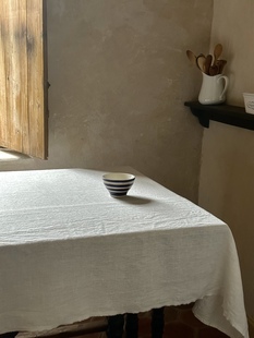 早餐甜品酸奶儿童碗 复古陶瓷磨砂 NfT 乡村手绘莱茵蓝条纹高脚碗