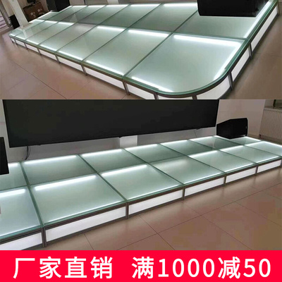 钢化玻璃舞台地台定制走秀台铝合金发光酒吧驻唱台酒店活动婚