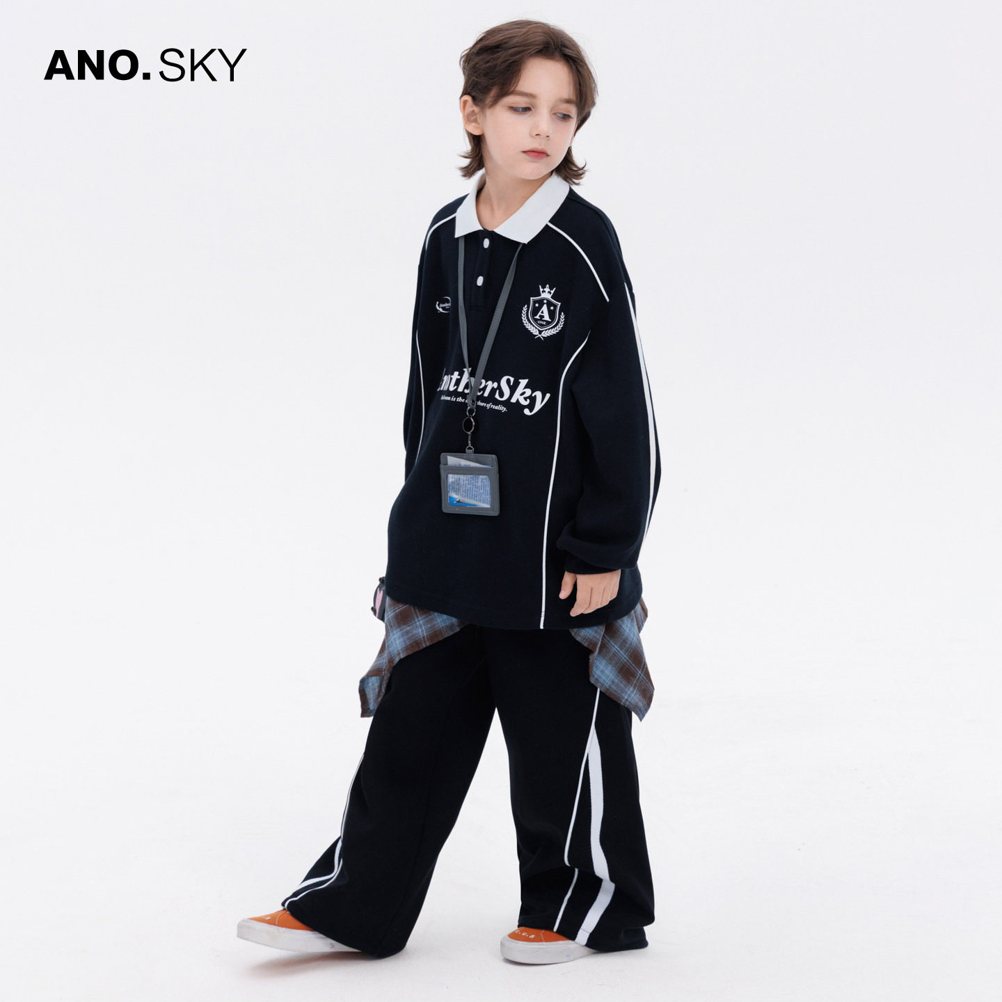 anothersky男童春秋装运动卫衣套装2026新款儿童Polo学院风两件套
