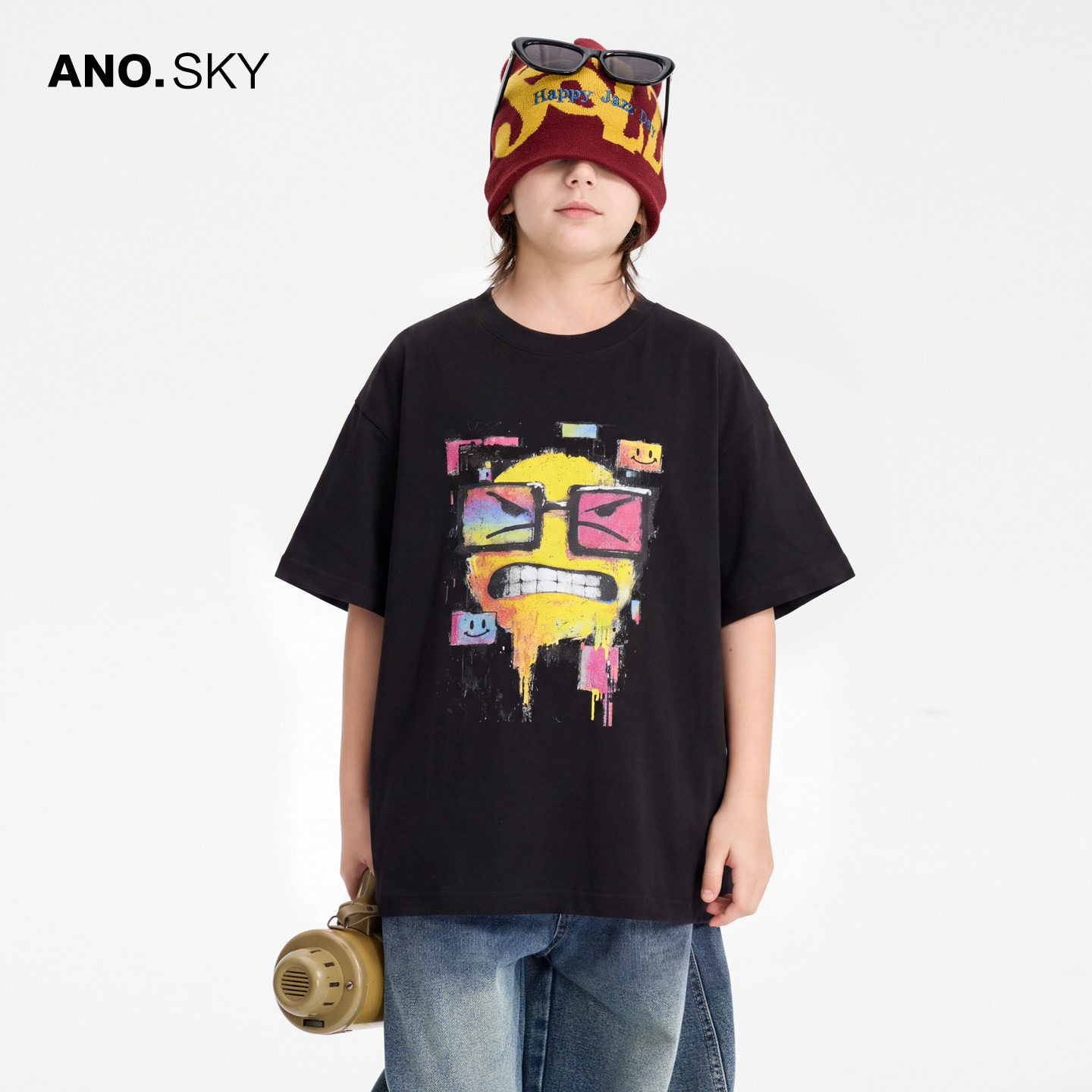 anothersky 男童夏装嘻哈街舞t恤短袖2026新款儿童冰感运动潮上衣