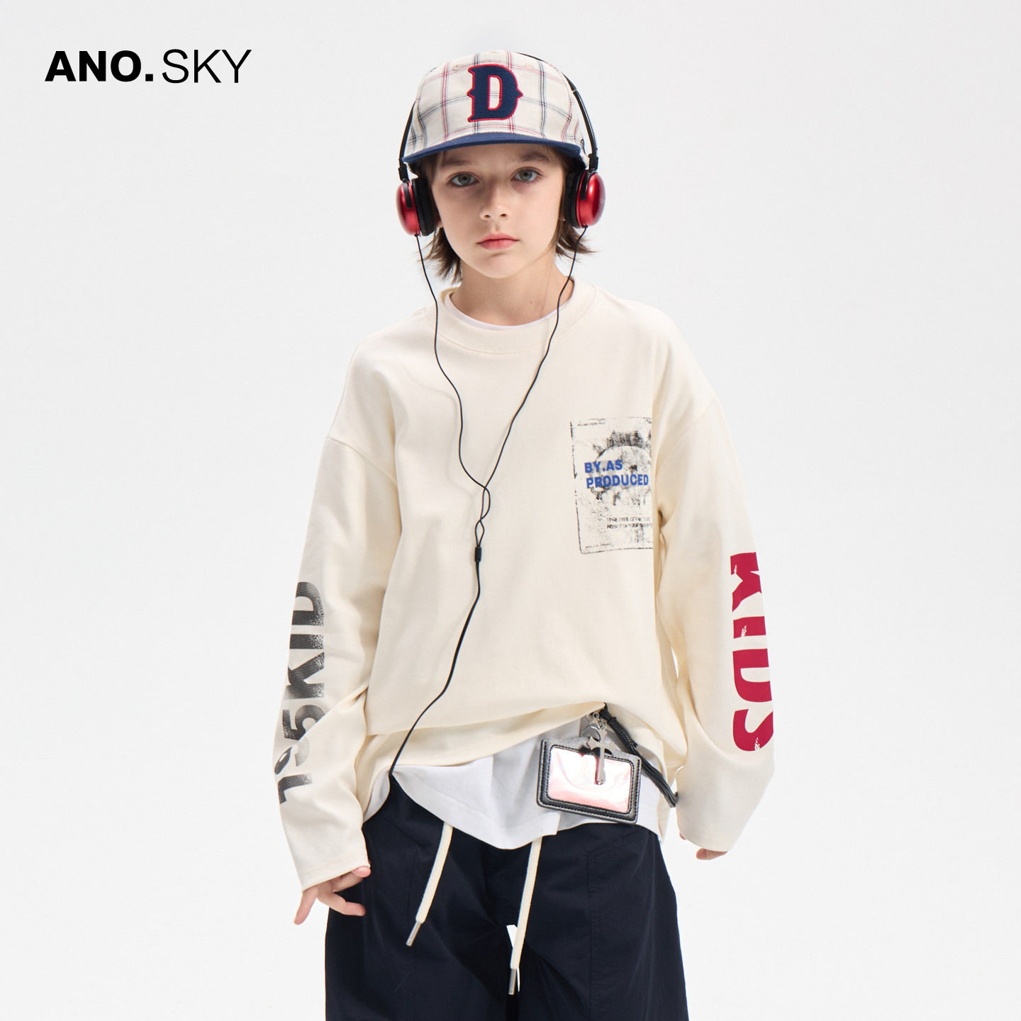 anothersky 男童春秋潮牌运动长袖t恤2026新款儿童早秋装薄款上衣