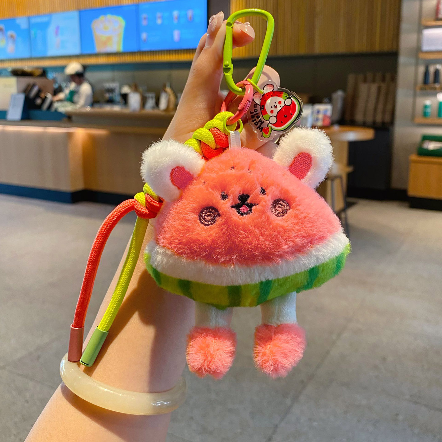 兔子西瓜毛绒玩具钥匙扣挂件