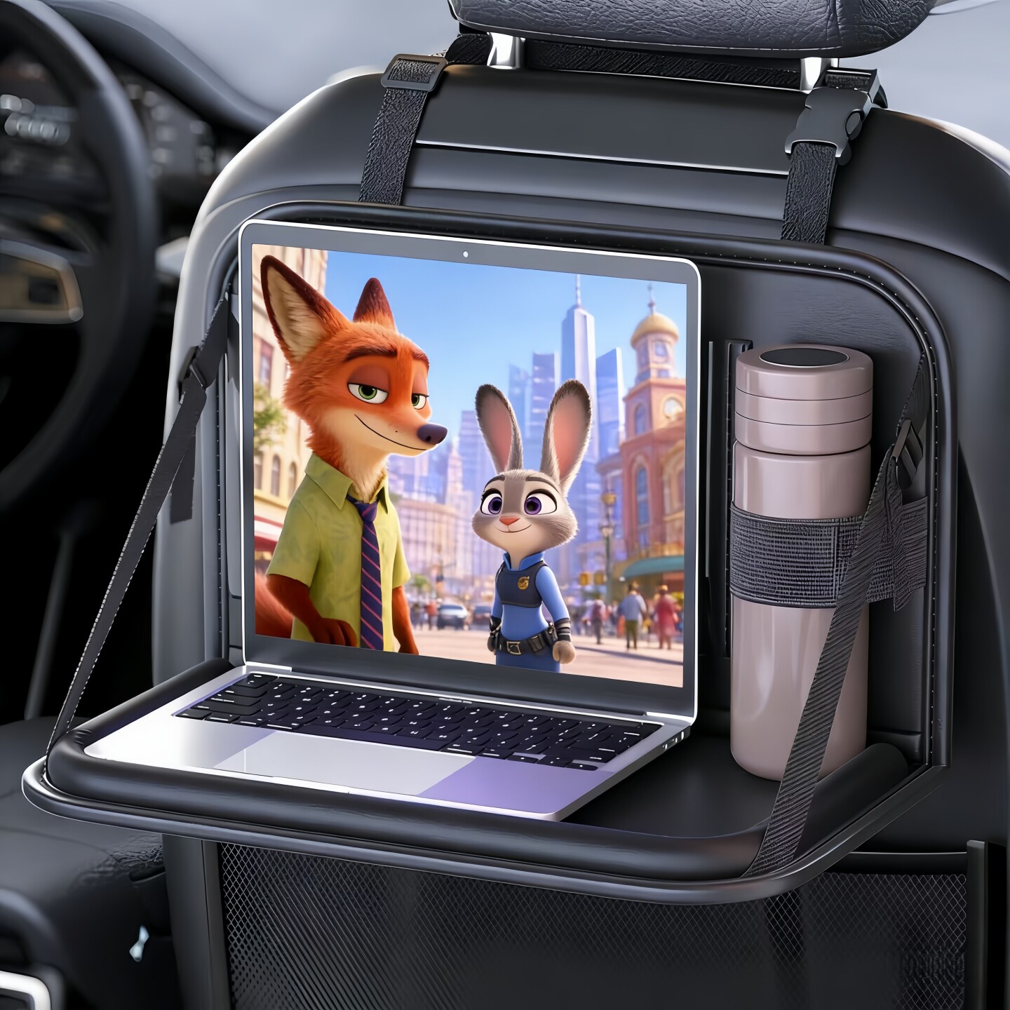 车载收纳挂袋汽车座椅后背小桌板后排儿童可折叠餐桌手机平板支架