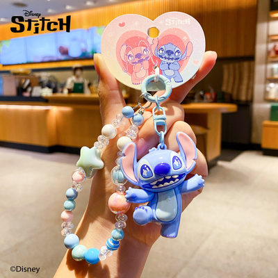 史迪仔安琪串珠情侣汽车钥匙扣2026年新款包包挂件书包挂饰钥匙链