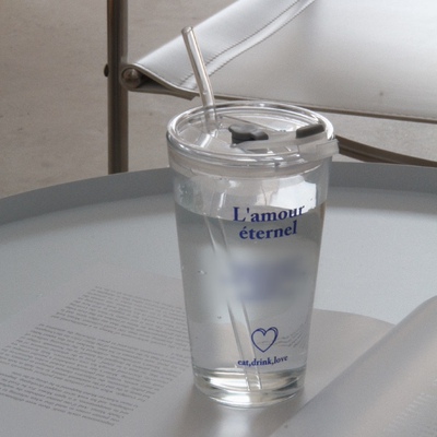 Heymen黑门法文带盖玻璃吸管杯