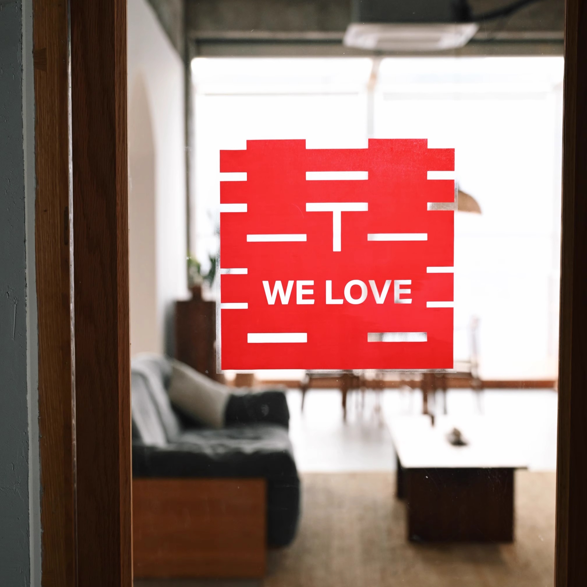 Heymen黑门 WE LOVE 喜字婚房装饰剪纸静电贴婚庆玻璃窗贴 囍