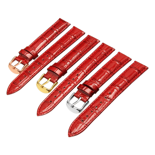 表带女真皮女款时尚适配卡西欧小红方表罗西尼铁达时天梭表链配件