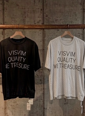 预告VISVIM 25aw JUMBO TEE DMGD 标语复古染色做旧印花短袖T恤