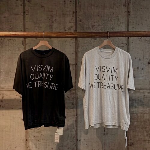 预告VISVIM 25aw JUMBO TEE DMGD 标语复古染色做旧印花短袖T恤