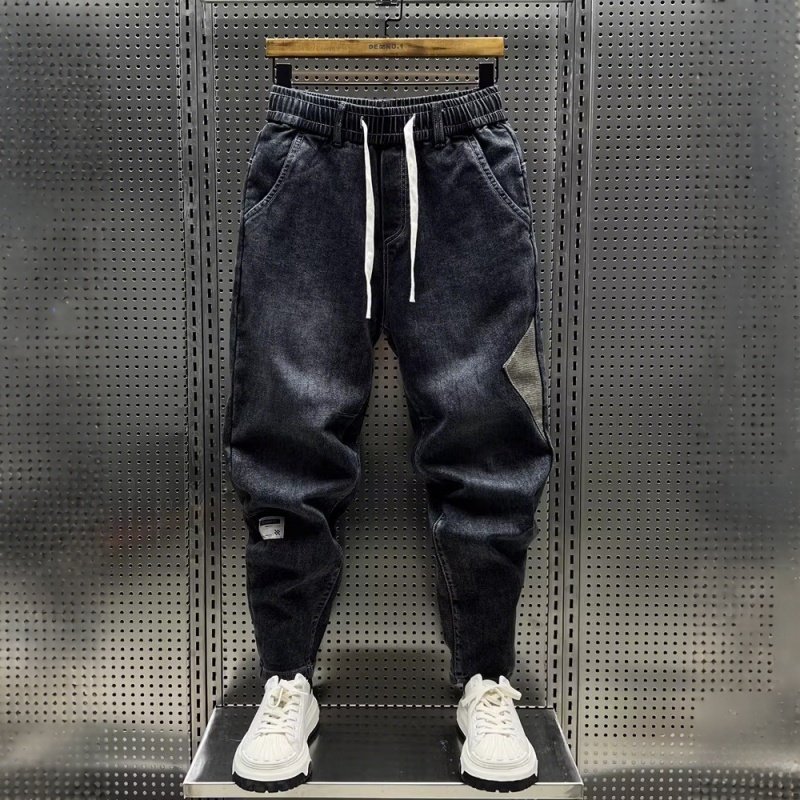 潮牌2525牛仔裤男士水洗百搭弹力裤子男休闲潮流宽松小脚哈伦长裤