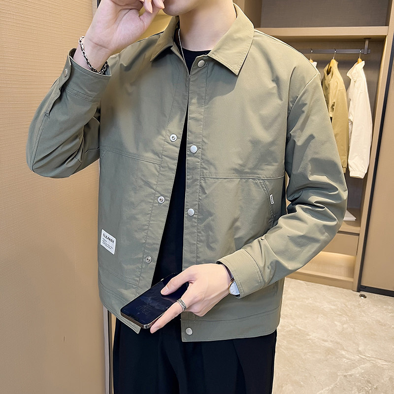 潮牌2525薄款夹克时尚百搭短款衬衫领衣服男装春秋季外套休闲上衣