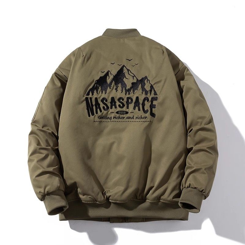 1515飞行员夹克男士秋冬季复古刺绣棒球服潮流宽松休闲棉服外套男
