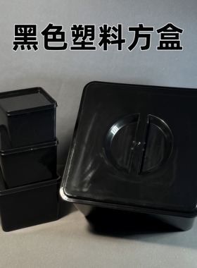 正方塑料PP储物盒无盖黑色收纳盒展示盒带盖龟苗发色隔离孵化盒子