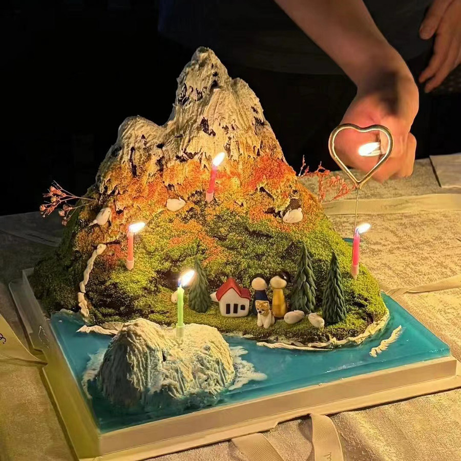 微景观海岛小房子动物奶油生日蛋糕同城配送上海苏州厦门昆山吴江