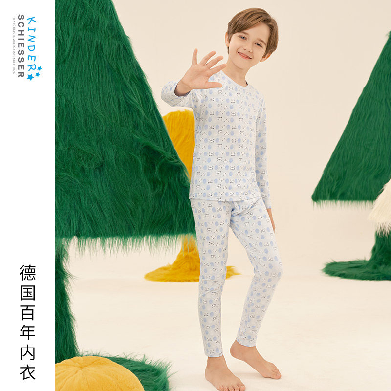 SCHIESSER舒雅童装男童棉质亲肤舒适贴身圆领保暖内衣套装