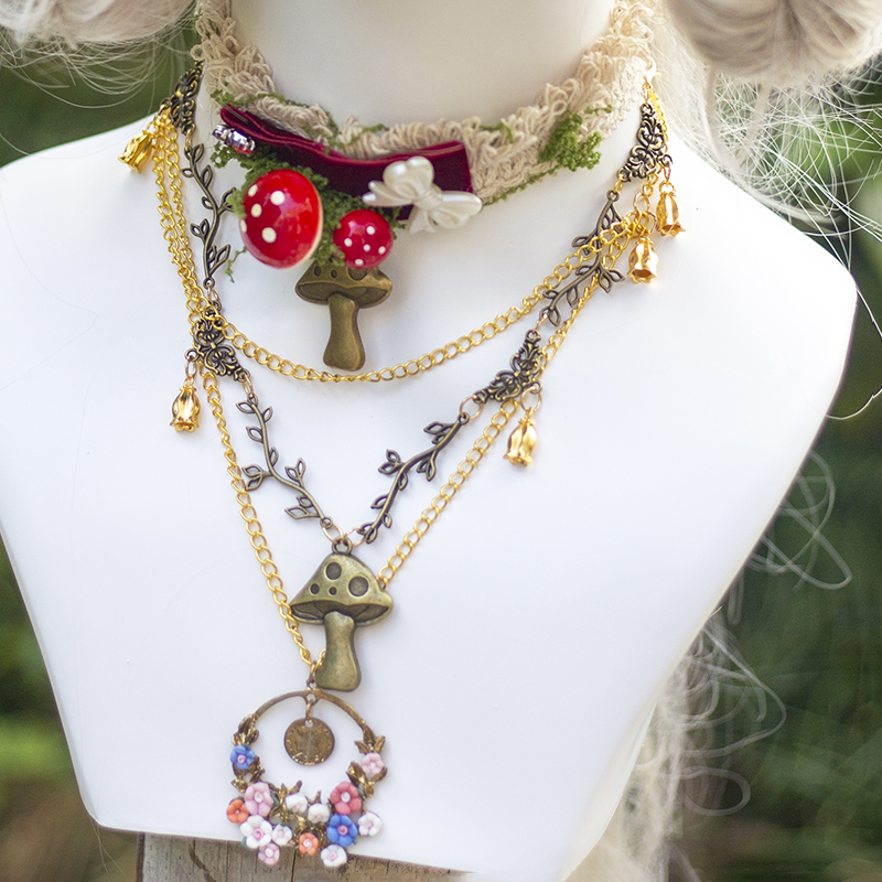 六芒星lolita森林系精灵蘑菇项链