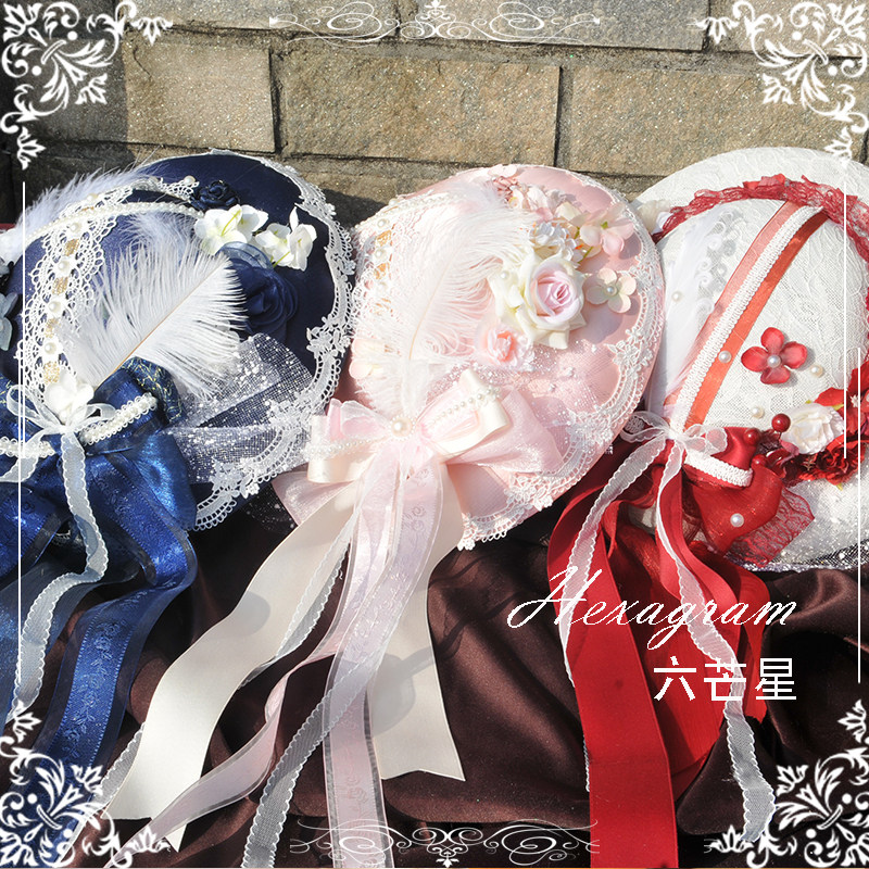 六芒星lolita花嫁汉洋折衷汉服梦回凡尔赛圣诞d古典玩偶扁帽礼帽