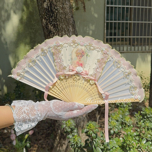 六芒星lolita复古宫廷少女蕾丝扇