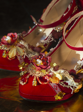 [杨玉环]六芒星原创lolita手作lo鞋一曲霓裳中华风高跟鞋秀禾婚鞋