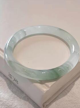 珠宝天然新疆天山翠圆条手镯子半山半水玉手镯送女友送妈妈