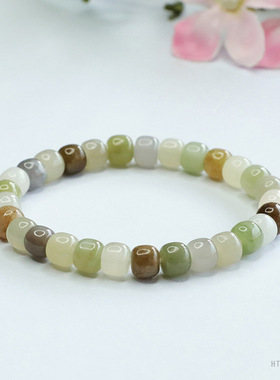 天然和田玉手串多宝糖玉晴水老型珠手链女民族风礼物高级感