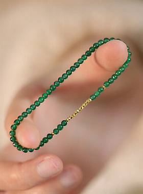 绿意盎然翡翠色阳绿小米珠手链玛瑙珠子手串女款新中式国风手饰