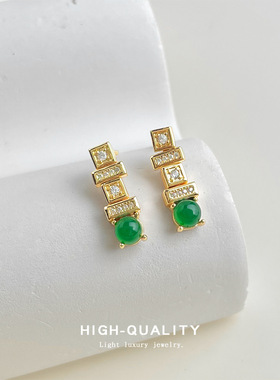 时尚高级感微镶锆石轻奢风S925银针小长方形耳饰通勤新款耳环工厂