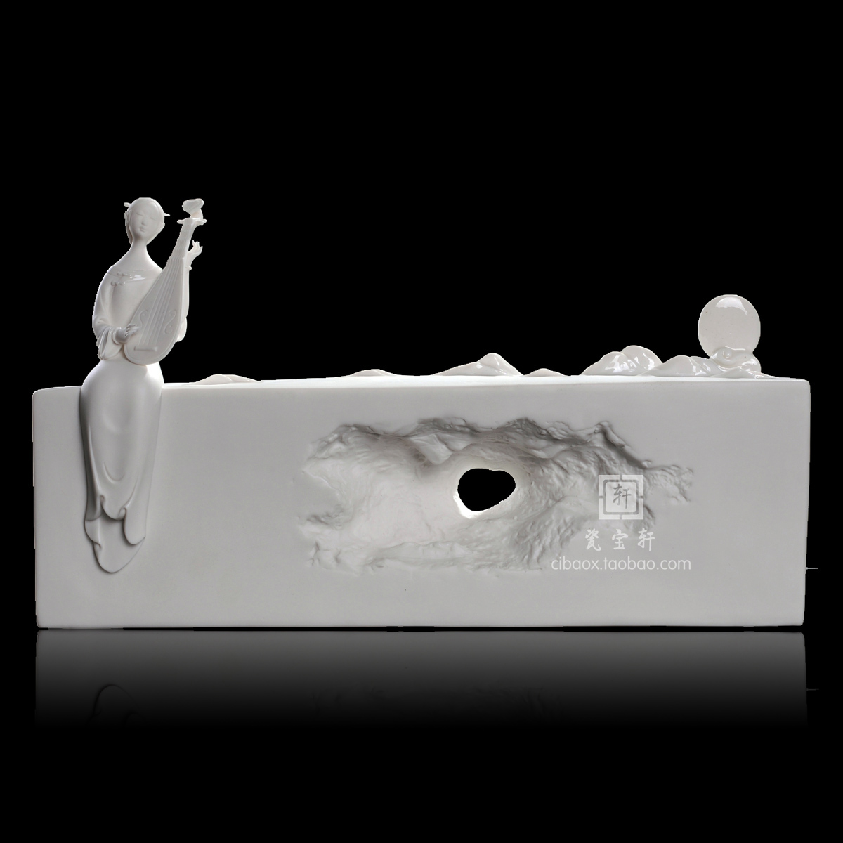 夕阳 德化白瓷古典仕女美女人物雕塑家居办公工艺品摆件