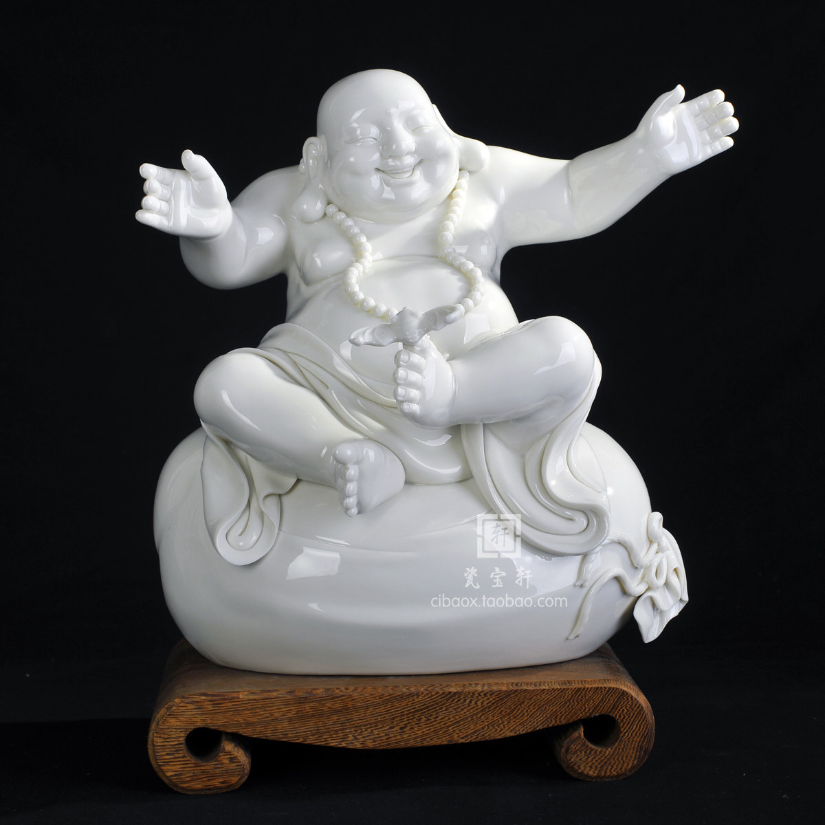 与天同乐 德化白瓷传统弥勒佛人物雕塑 家居办公商务礼品工艺摆件