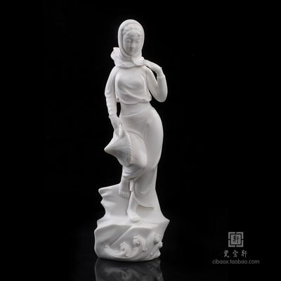 惠安女渔女德化陶瓷刘铭志大师人物雕塑工艺品家居客厅办公室摆件