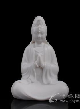 车载如来德化陶瓷白瓷合掌观音车载装饰工艺品桌面掌上观音小摆件