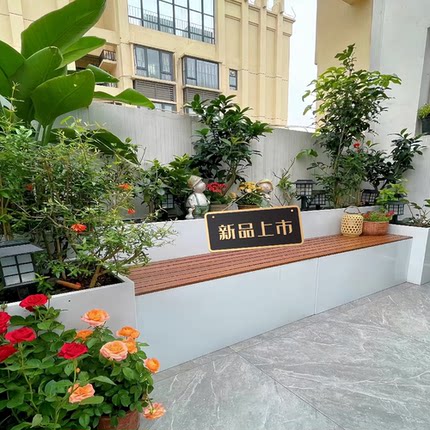 户外庭院阳台花箱坐凳组合休闲广场商业街不锈钢花坛座椅围栏隔断