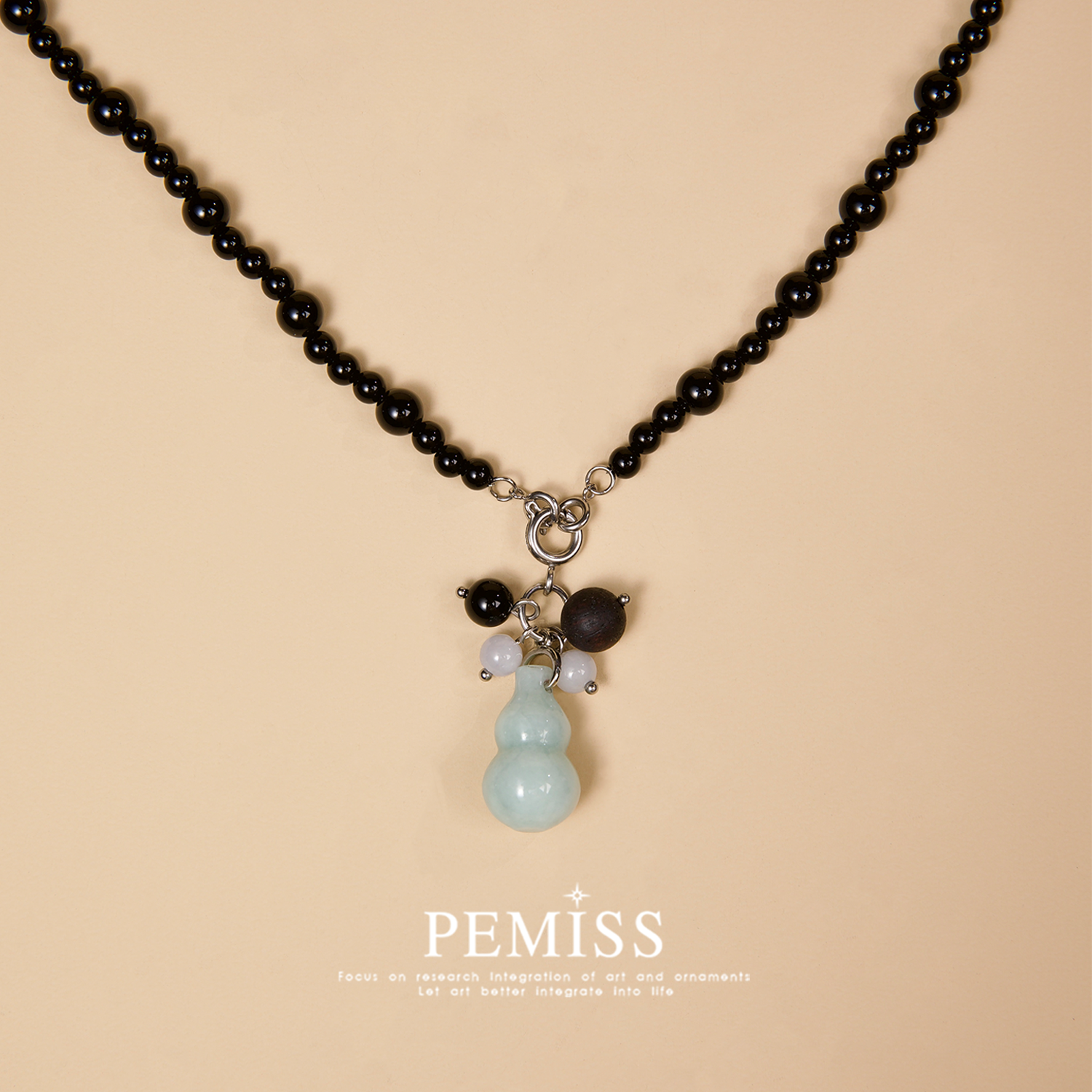 PEMISS新中式翡翠葫芦黑玛瑙项链