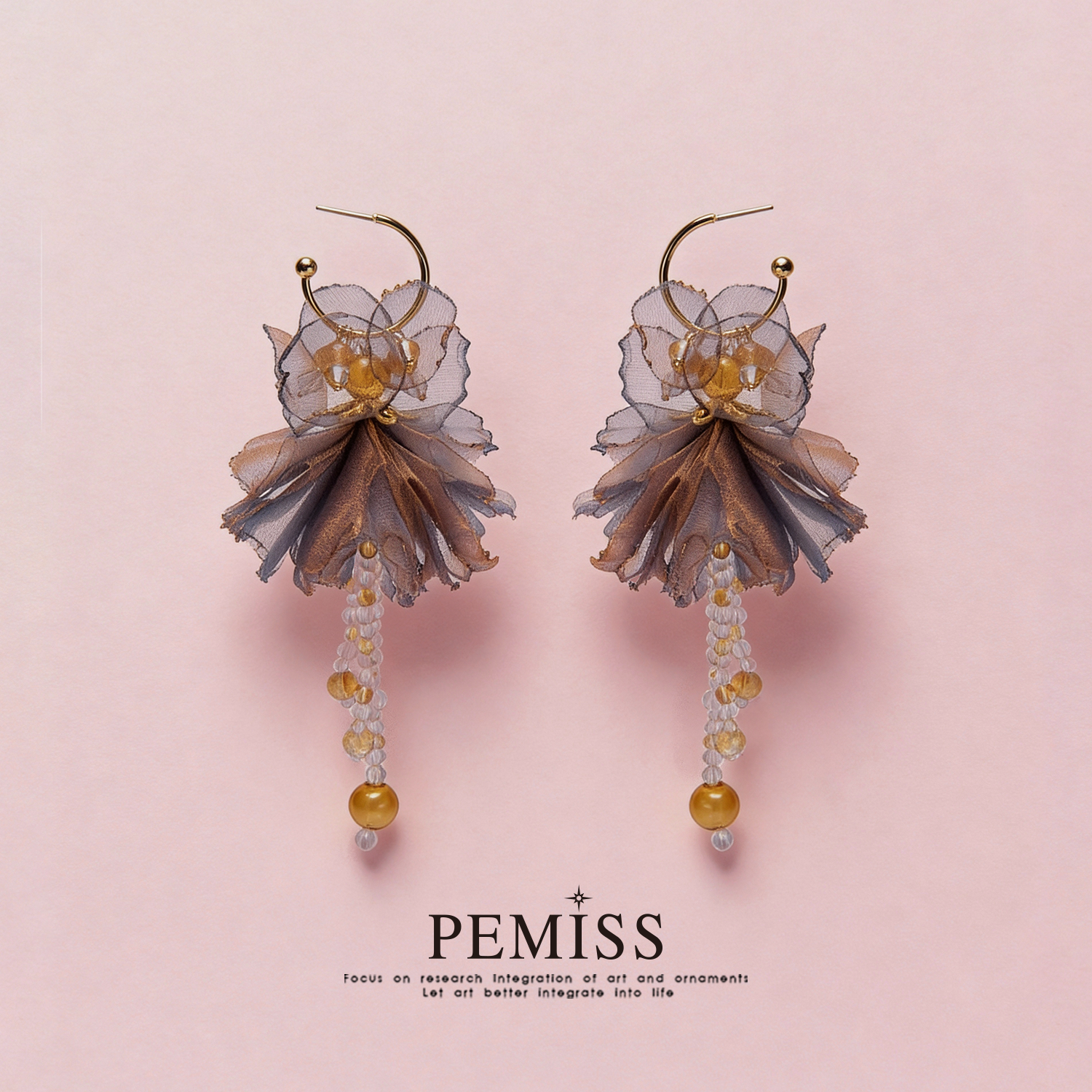 原创设计高级感欧根纱耳饰女流苏长款花朵独特夸张耳钉耳夹,饰品/流行首饰/时尚饰品新,耳环,淘宝优惠券,粉丝福利购,淘宝优惠卷