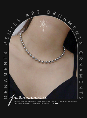 钛钢夸张圆珠链男女同款个性项链