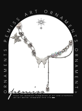 PEMISS原创设计蝴蝶钛钢甜酷项链