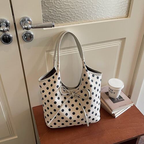 简约休闲波点单肩腋下布包托特包